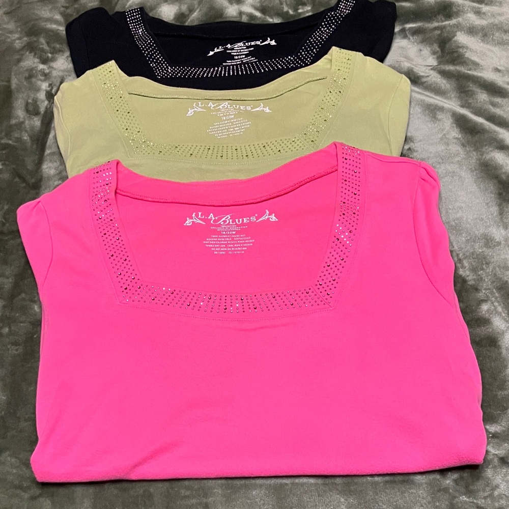 L.A. Blues Women's short sleeves, top Trio - Hot Pink, Olive, Black